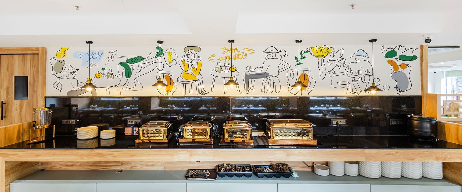 Lemonridge Hotels, KPHB | Buffet setup with various food warmers and displays. Ready for serving meals.